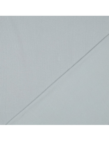 Tissu jersey coton maille fine côtelé - Gris argent