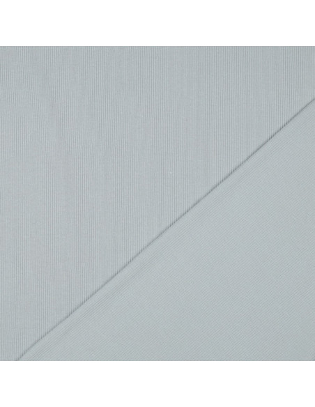 Tissu jersey coton maille fine côtelé - Gris argent