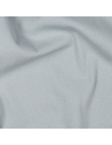 Tissu jersey coton maille fine côtelé - Gris argent
