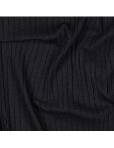 Tissu jersey coton léger côtelé - Noir 2