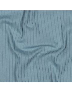 Tissu jersey coton léger côtelé - Bleu jeans 2