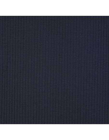 Tissu jersey coton léger côtelé - Bleu marine