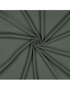 Tissu jersey coton léger côtelé - Vert foncé