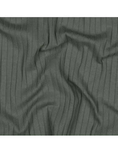 Tissu jersey coton léger côtelé - Vert foncé