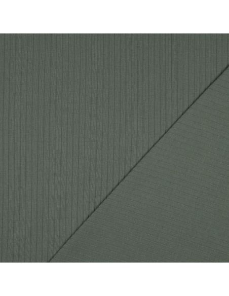 Tissu jersey coton léger côtelé - Vert foncé