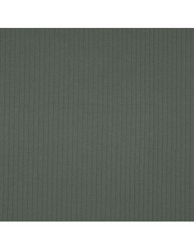 Tissu jersey coton léger côtelé - Vert foncé