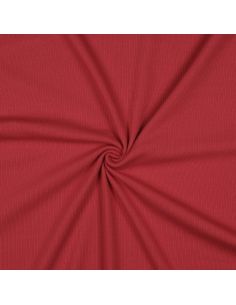 Tissu jersey coton maille fine côtelé - Rouge foncé