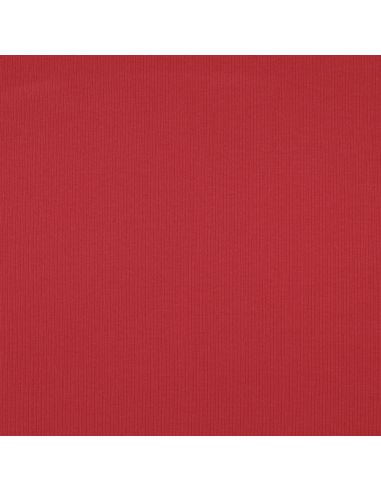 Tissu jersey coton maille fine côtelé - Rouge foncé
