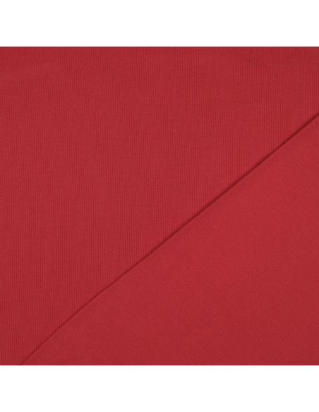 Tissu jersey coton maille fine côtelé - Rouge foncé