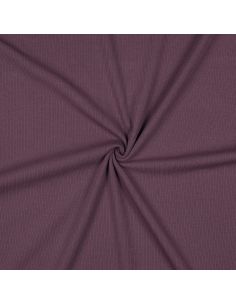 Tissu jersey coton maille fine côtelé - Prune