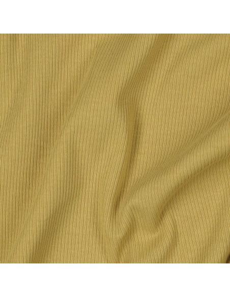 Tissu jersey coton maille fine côtelé - Ocre