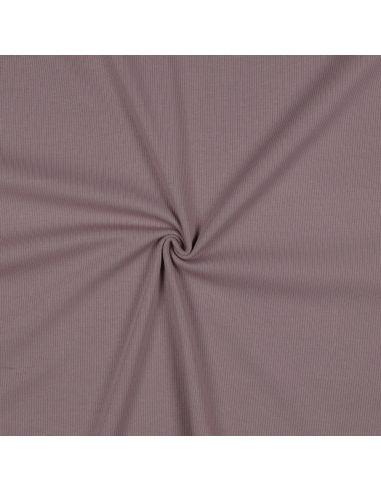 Tissu jersey coton maille fine côtelé - Mauve
