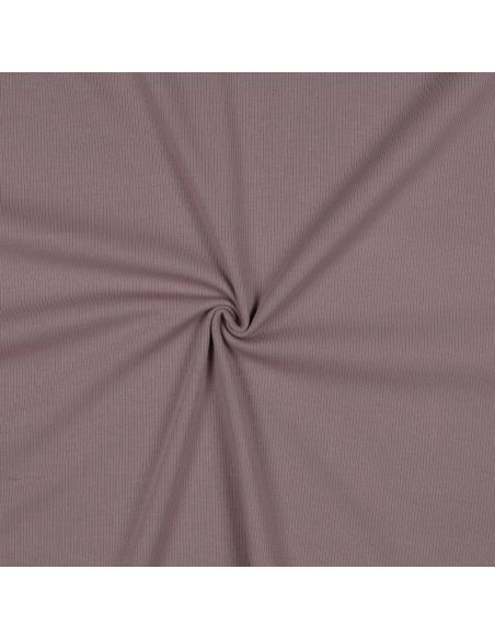 Tissu jersey coton maille fine côtelé - Mauve