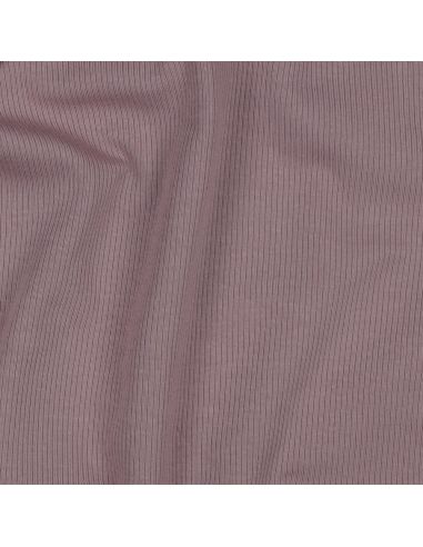 Tissu jersey coton maille fine côtelé - Mauve