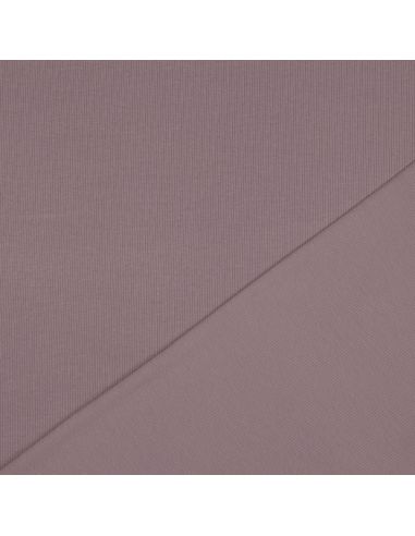 Tissu jersey coton maille fine côtelé - Mauve