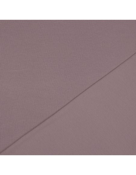 Tissu jersey coton maille fine côtelé - Mauve