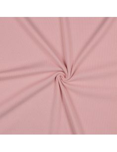 Tissu jersey coton maille fine côtelé - Rose