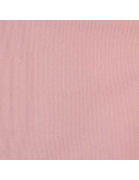 Tissu jersey coton maille fine côtelé - Rose