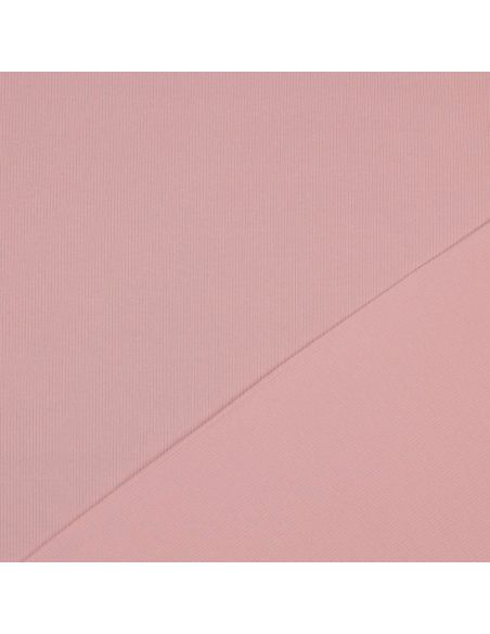 Tissu jersey coton maille fine côtelé - Rose