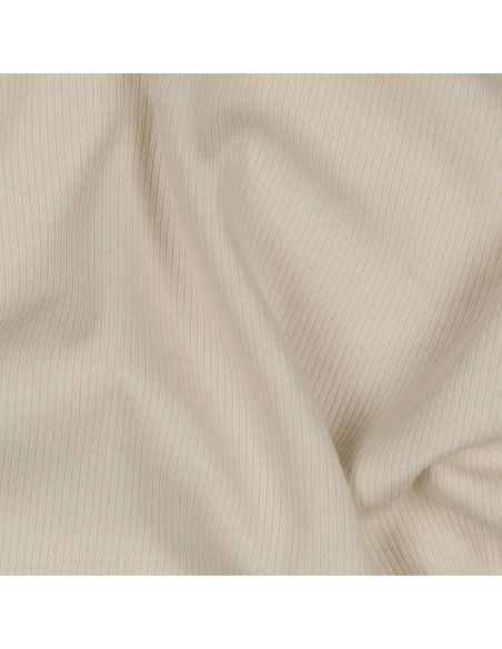 Tissu jersey coton maille fine côtelé - Naturel