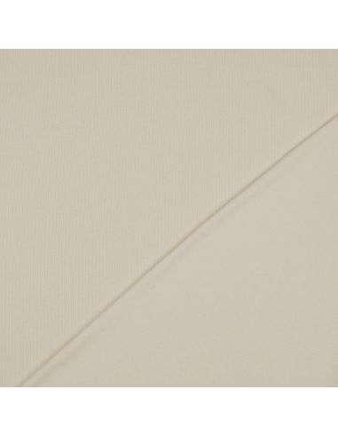 Tissu jersey coton maille fine côtelé - Naturel