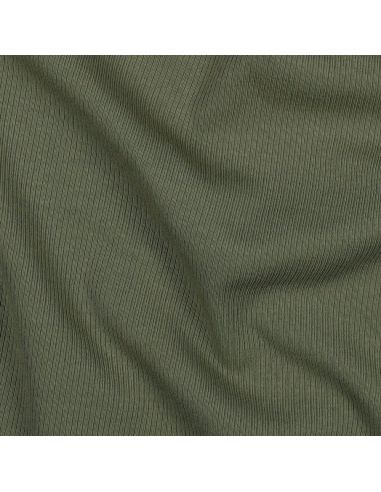 Tissu jersey coton maille fine côtelé - Kaki