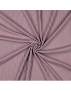 Tissu jersey coton léger côtelé - Mauve