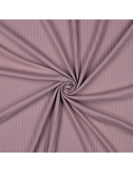 Tissu jersey coton léger côtelé - Mauve