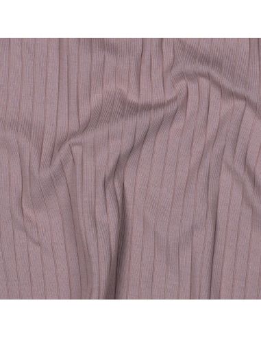 Tissu jersey coton léger côtelé - Mauve