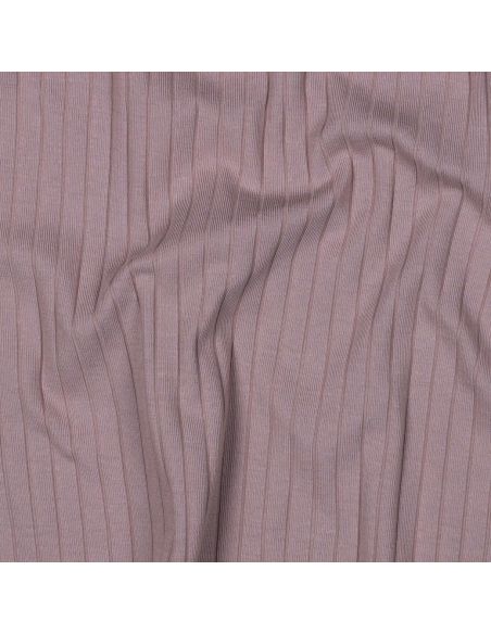 Tissu jersey coton léger côtelé - Mauve