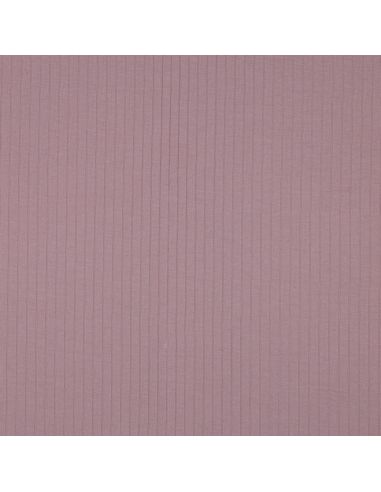 Tissu jersey coton léger côtelé - Mauve