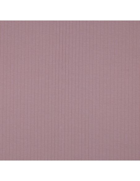 Tissu jersey coton léger côtelé - Mauve
