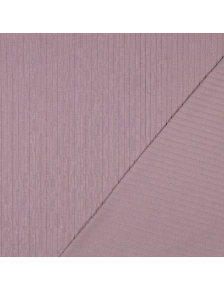 Tissu jersey coton léger côtelé - Mauve