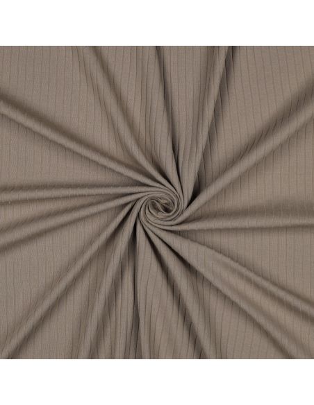 Tissu jersey coton léger côtelé - Taupe