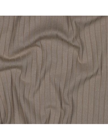 Tissu jersey coton léger côtelé - Taupe