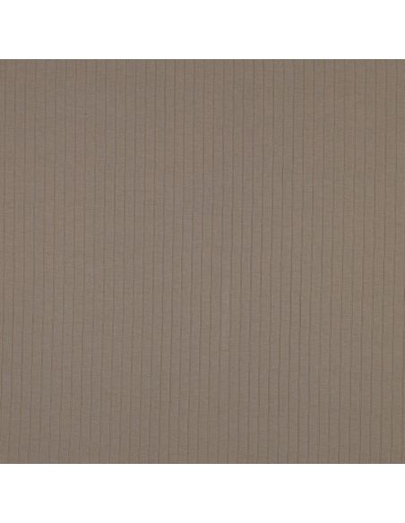 Tissu jersey coton léger côtelé - Taupe
