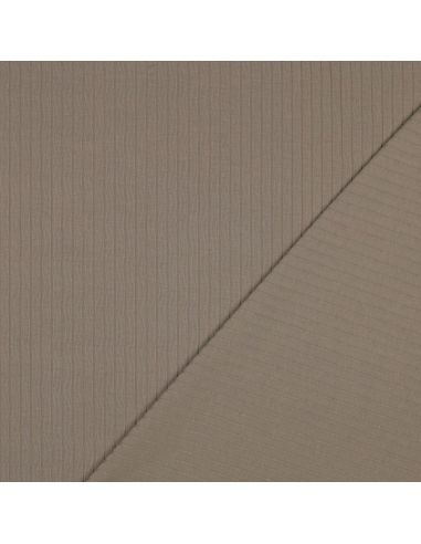 Tissu jersey coton léger côtelé - Taupe