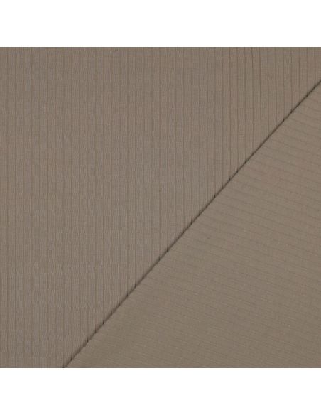 Tissu jersey coton léger côtelé - Taupe
