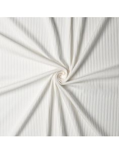 Tissu jersey coton léger côtelé - Écru