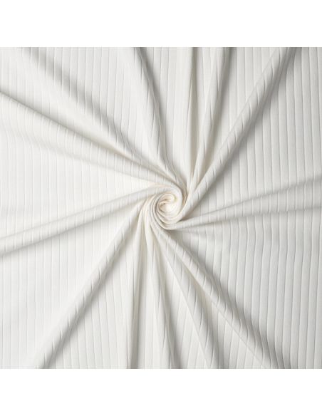 Tissu jersey coton léger côtelé - Écru