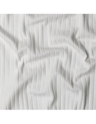 Tissu jersey coton léger côtelé - Écru