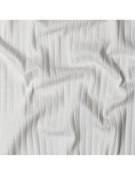 Tissu jersey coton léger côtelé - Écru