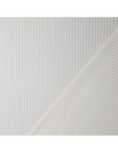 Tissu jersey coton léger côtelé - Écru