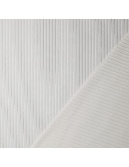 Tissu jersey coton léger côtelé - Écru