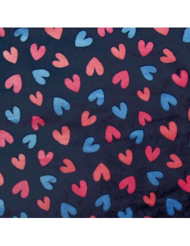 Tissu doudou - Coeurs