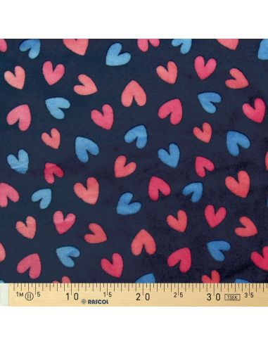 Tissu doudou - Coeurs