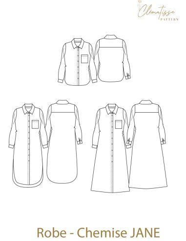Patron de robe chemise Jane - Clématisse Pattern