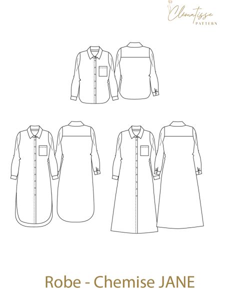 Patron de robe chemise Jane - Clématisse Pattern