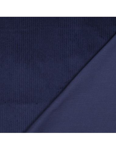 Tissu velours côtelé coton - Bleu marine