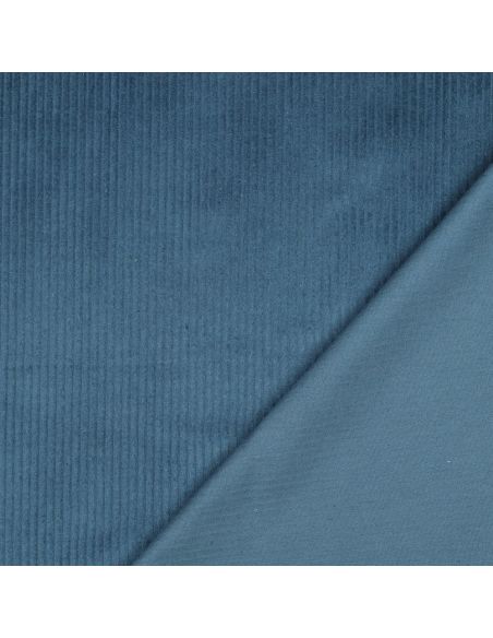Tissu velours côtelé coton - Bleu pétrole